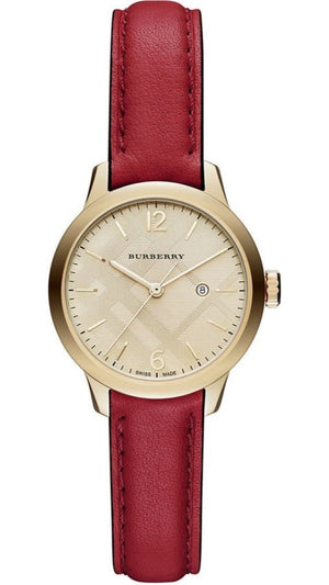 Burberry The Classic Gold Dial Red Leather Strap Watch for Women - BU10102 Buy Now By Burberry