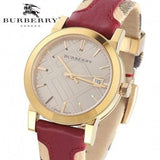 Burberry Heritage Nova Gold Dial Haymarket Red Leather Strap Watch for Women - BU9111 Buy Now By Burberry