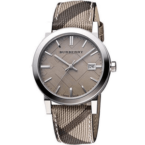 Burberry The City Grey Dial Checked Grey Leather Strap Watch for Women - BU9118 Buy Now By Burberry