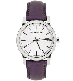 Burberry The City Silver Dial Purple Leather Strap Watch for Women - BU9122 Buy Now By Burberry