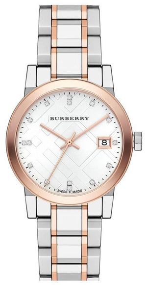 Burberry The City Diamonds White Dial Two Tone Steel Strap Watch for Women - BU9127 Buy Now By Burberry