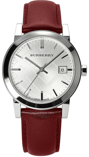 Burberry The City Silver Dial Red Leather Strap Watch for Women - BU9129 Buy Now By Burberry