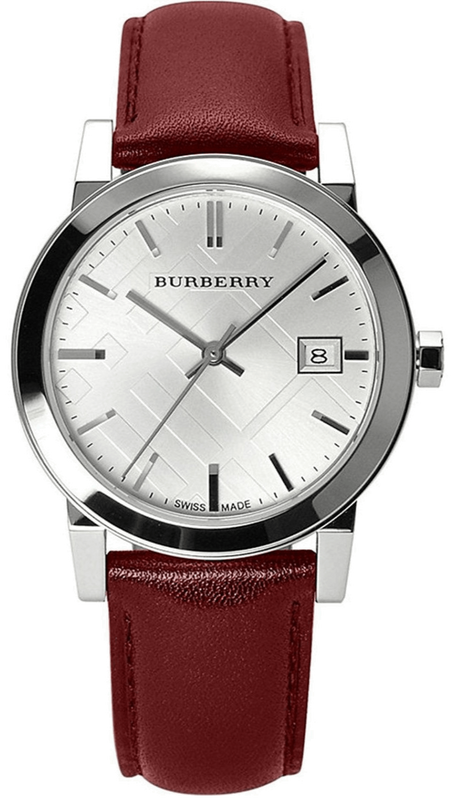 Burberry The City Silver Dial Red Leather Strap Watch for Women - BU9129 Buy Now By Burberry