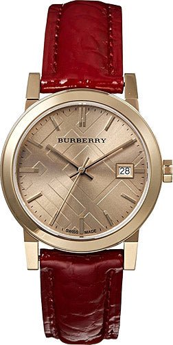 Burberry The City Gold Dial Red Leather Strap Watch for Women - BU9140 Buy Now By Burberry