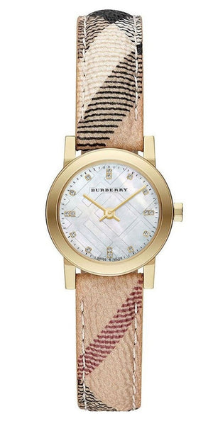 Burberry The City Diamonds Mother of Pearl Dial Brown Leather Strap Watch for Women - BU9226 Buy Now By Burberry