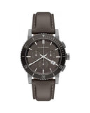 Burberry The City Chronograph Ion Plated Grey Dial Grey Leather Strap Watch for Men - BU9384 Buy Now By Burberry