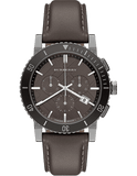 Burberry The City Chronograph Ion Plated Grey Dial Grey Leather Strap Watch for Men - BU9384 Buy Now By Burberry