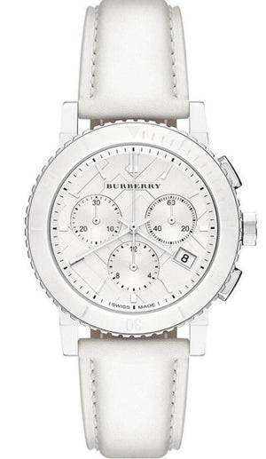 Burberry City Chronograph White Dial White Leather Strap Watch For Women - BU9701 Buy Now By Burberry