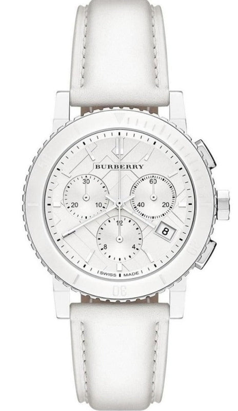 Burberry City Chronograph White Dial White Leather Strap Watch For Women - BU9701 Buy Now By Burberry