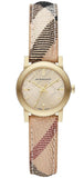 Burberry The City Gold Dial Haymarket Brown Leather Strap Watch for Women - BU9219 Buy Now By Burberry