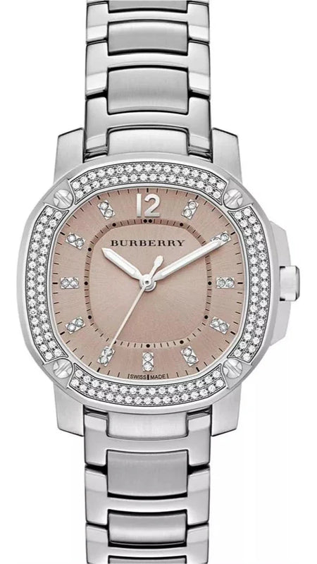 Burberry The Britain Diamonds Brown Dial Silver Steel Strap Watch for Women - BBY1803 Buy Now By Burberry