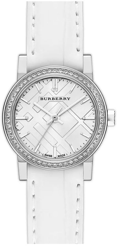 Burberry The City White Diamonds Dial White Leather Strap Watch for Women - BU9221 Buy Now By Burberry