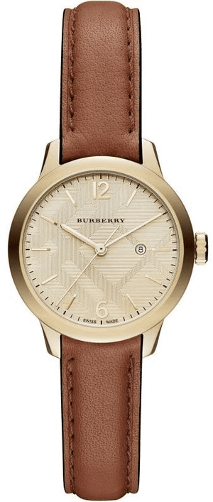 Burberry The Classic Champagne Gold Dial Brown Leather Strap Watch for Women - BU10101 Buy Now By Burberry