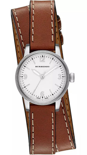 Burberry Utilitarian White Dial Brown Leather Strap Watch for Women - BU7848 Buy Now By Burberry