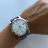 Burberry The City Silver Dial Purple Leather Strap Watch for Women - BU9122 Buy Now By Burberry