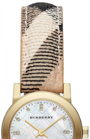 Burberry The City Diamonds Mother of Pearl Dial Brown Leather Strap Watch for Women - BU9226 Buy Now By Burberry