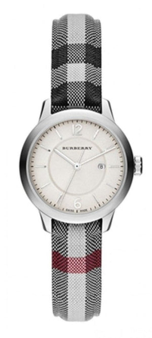 Burberry Classic Stone Silver Dial Horseberry Black Leather Strap Watch for Women - BU10103 Buy Now By Burberry