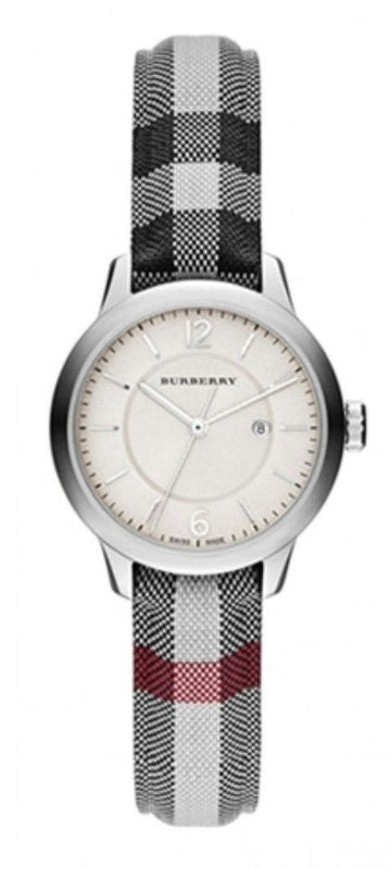Burberry Classic Stone Silver Dial Horseberry Black Leather Strap Watch for Women - BU10103 Buy Now By Burberry