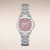Burberry The Britain Diamonds Pink Dial Silver Steel Strap Watch for Women - BBY1805 Buy Now By Burberry