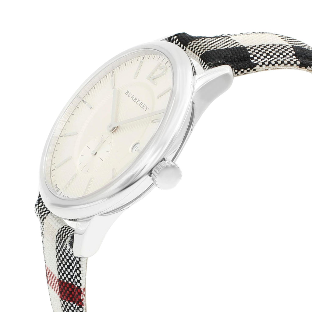 Burberry The Classic Horseferry Silver Dial Black Leather Strap Watch for Men - BU10002 Buy Now By Burberry