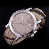 Burberry The City Beige Dial Chequered Brown Leather Strap Watch for Women - BU9029 Buy Now By Burberry
