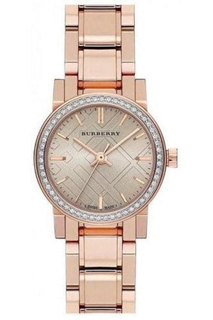 Burberry The City Diamonds Rose Dial Rose Gold Steel Strap Watch for Women - BU9225 Buy Now By Burberry