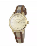 Burberry The Classic Gold Dial Brown Leather Strap Watch for Women - BU10114 Buy Now By Burberry