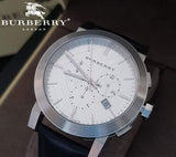 Burberry The City Chronograph White Dial Black Leather Strap Watch for Men - BU9355 Buy Now By Burberry