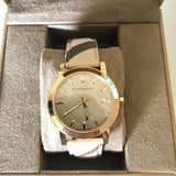 Burberry The City Gold Dial Haymarket Brown Leather Strap Watch for Women - BU9026 Buy Now By Burberry