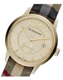 Burberry The Classic Round Gold Dial Brown Leather Strap Unisex Watch - BU10001 Buy Now By Burberry