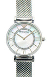 Emporio Armani Gianni T-Bar Quartz Mother of Pearl Dial Silver Mesh Bracelet Watch For Women - AR11319 Buy Now By Emporio Armani