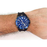 Fossil Garrett Chronograph Blue Dial Black Rubber Strap Watch for Men - FS5695 Buy Now By Fossil