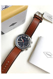 Fossil Goodwin Chronograph Blue Dial Brown Leather Strap Watch for Men - FS5414 Buy Now By Fossil