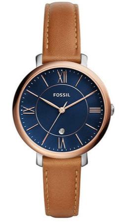 Fossil Jacqueline Three Hand Date Luggage Blue Dial Brown Leather Strap Watch for Women - ES4274 Buy Now By Fossil