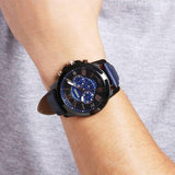 Fossil Grant Chronograph Black Dial Blue Leather Strap Watch for Men - FS5061 Buy Now By Fossil