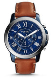 Fossil Grant Chronograph Blue Dial Brown Leather Strap Watch for Men - FS5210 Buy Now By Fossil