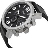 Fossil Nate Chronograph Black Dial Black Leather Strap Watch for Men - JR1436 Buy Now By Fossil