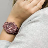 Fossil Perfect Boyfriend Multifunction Maroon Dial Maroon Steel Strap Watch for Women - ES4110 Buy Now By Fossil
