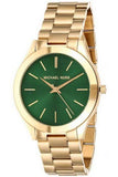 Michael Kors Slim Runway Green Dial Gold Steel Strap Watch for Women - MK3435 Buy Now By Michael Kors