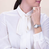 Bvlgari LVCEA Diamonds Silver Mother of Pearl Dial Silver Leather Strap Watch for Women - LVCEA103367 Buy Now By Bvlgari