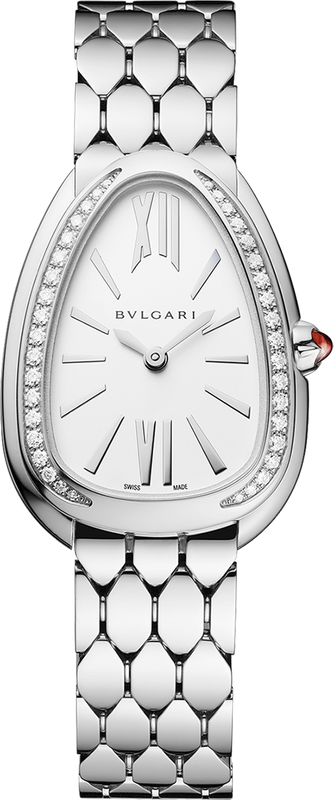 Bvlgari Serpenti Seduttori Diamonds Silver Dial Silver Steel Strap Watch for Women - SERPENTI103361 Buy Now By Bvlgari