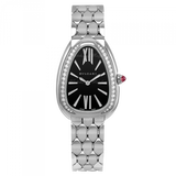 Bvlgari Serpenti Seduttori Diamonds Black Dial Silver Steel Strap Watch for Women - SERPENTI103449 Buy Now By Bvlgari