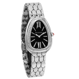 Bvlgari Serpenti Seduttori Diamonds Black Dial Silver Steel Strap Watch for Women - SERPENTI103449 Buy Now By Bvlgari