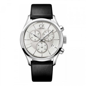 Calvin Klein Masculine Chronograph White Dial Black Leather Strap Watch for Men - K2H27120 Buy Now By Calvin Klein