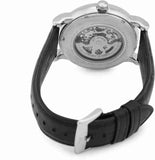 Emporio Armani Meccanico Silver Skeleton Dial Black Leather Watch For Men - AR1997 Buy Now By Emporio Armani
