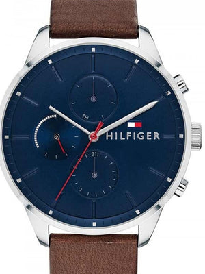 Tommy Hilfiger Chase Chronograph Grey Dial Brown Leather Strap Watch For Men - 1791487 Buy Now By Tommy Hilfiger
