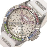 Guess Frontier Diamonds Silver Dial White Rubber Strap Watch for Women - GW0045L1 Buy Now By Guess
