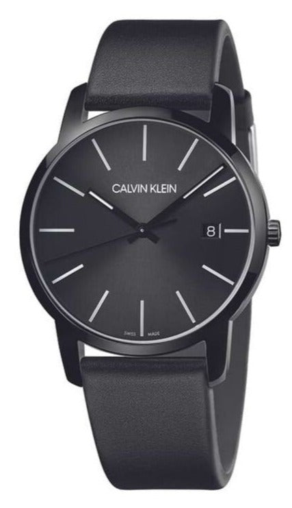 Calvin Klein City Quartz Black Dial Black Leather Strap Watch for Men - K2G2G4CX Buy Now By Calvin Klein