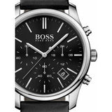Hugo Boss Time One Chronograph Black Dial Black Leather Strap Watch for Men - 1513430 Buy Now By Hugo Boss