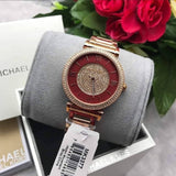 Michael Kors Caitlin Red Dial Rose Gold Stainless Steel Strap Watch for Women - MK3377 Buy Now By Michael Kors
